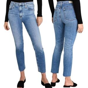 AG “The Isabelle” Mid Rise Straight Crop Light Wash Jeans 25R